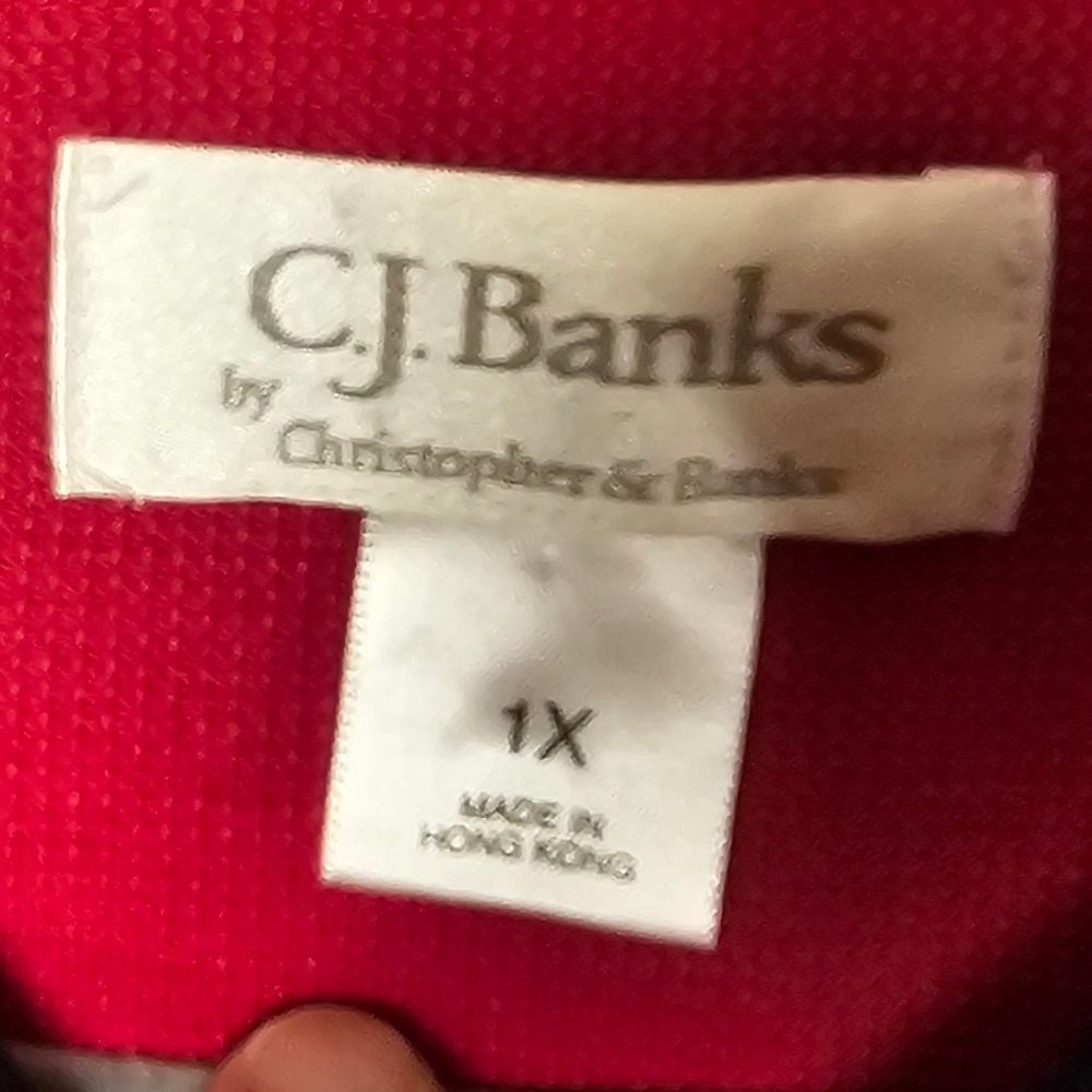 Vintage Banks 1X Red Patriotic Cardigan Sweater Stars USA Flag Embroidered EUC - Picture 5 of 11